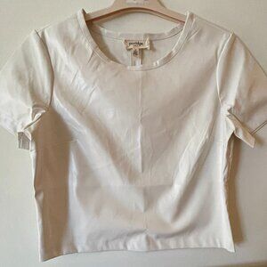 New Faux Leather Off White Top from Anthropologie, Size M